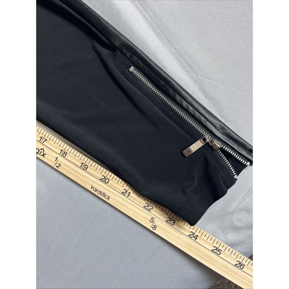 Vecceli Italy Black Sexy Stretch Pants Womens Small Vinyl‎ Sides Zipper Cuffs - Picture 9 of 10